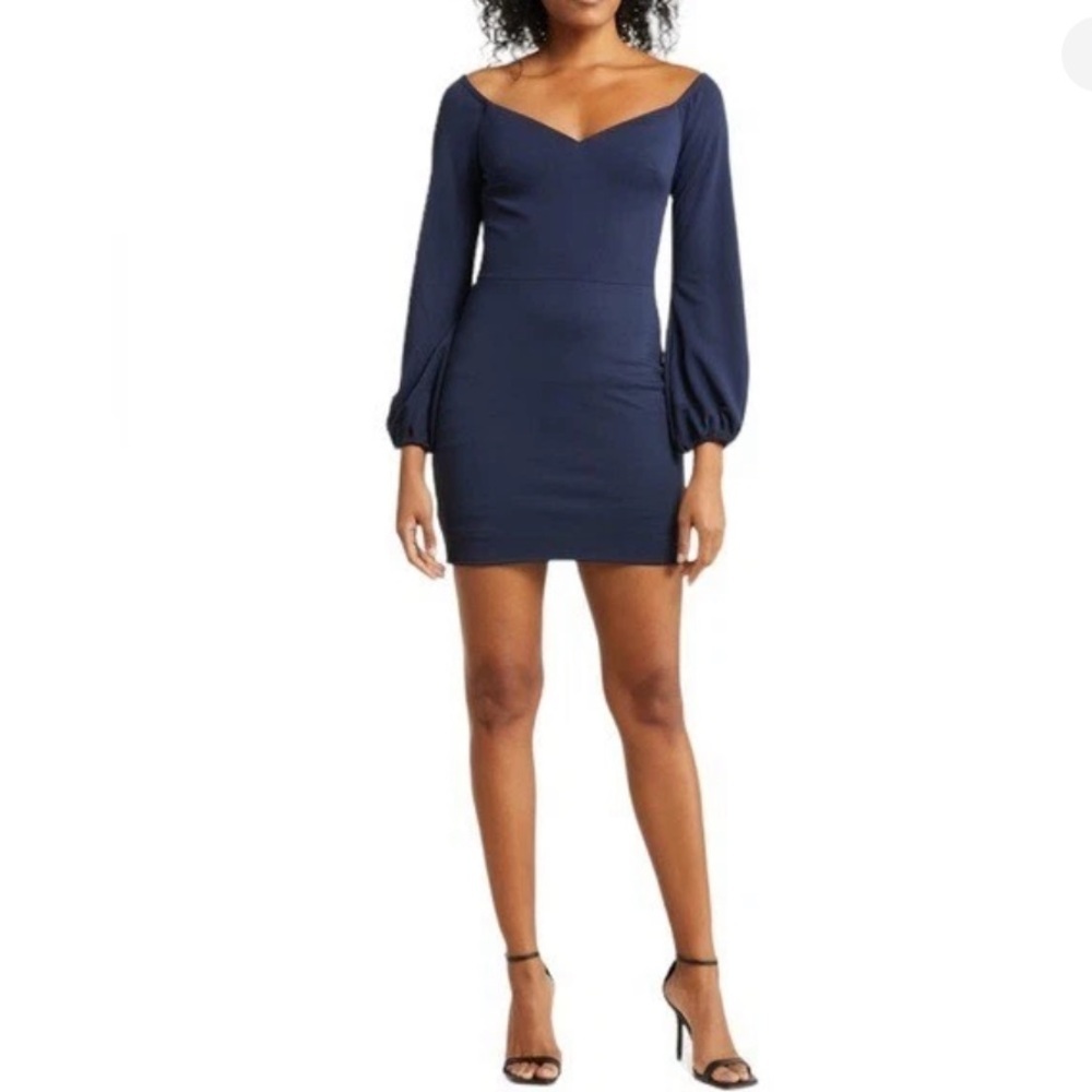 Dress the Population - NWT Esperanza Navy Off Shoulder Bodycon Dress SZ L